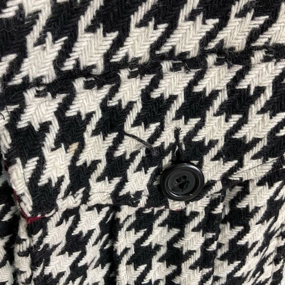 Black Rivet Houndstooth Wool Blend Coat Zip Front Black White Womens Medium - Picture 4 of 13